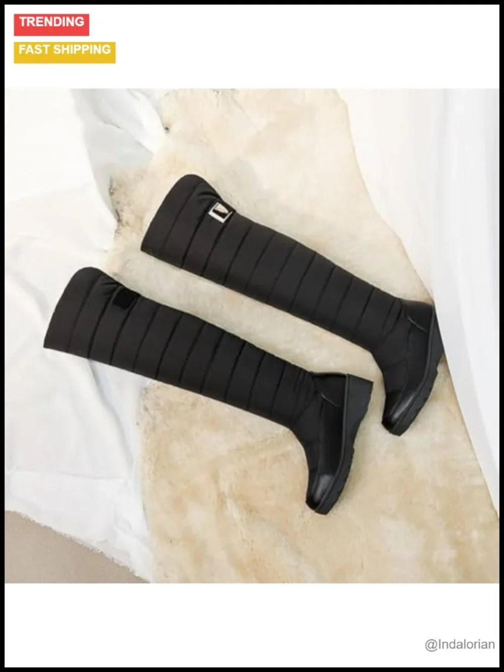 Warm Fur Lined Over The Knee Snow Boots Waterproof Thick Sole